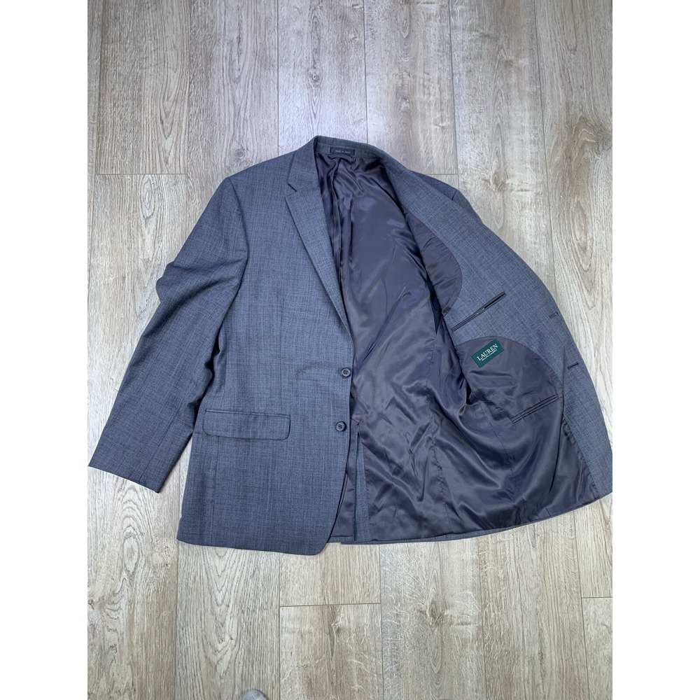 Lauren Ralph Lauren‎ 100 Pure Wool Button Up Blazer Jacket Coat Gray Men 42R